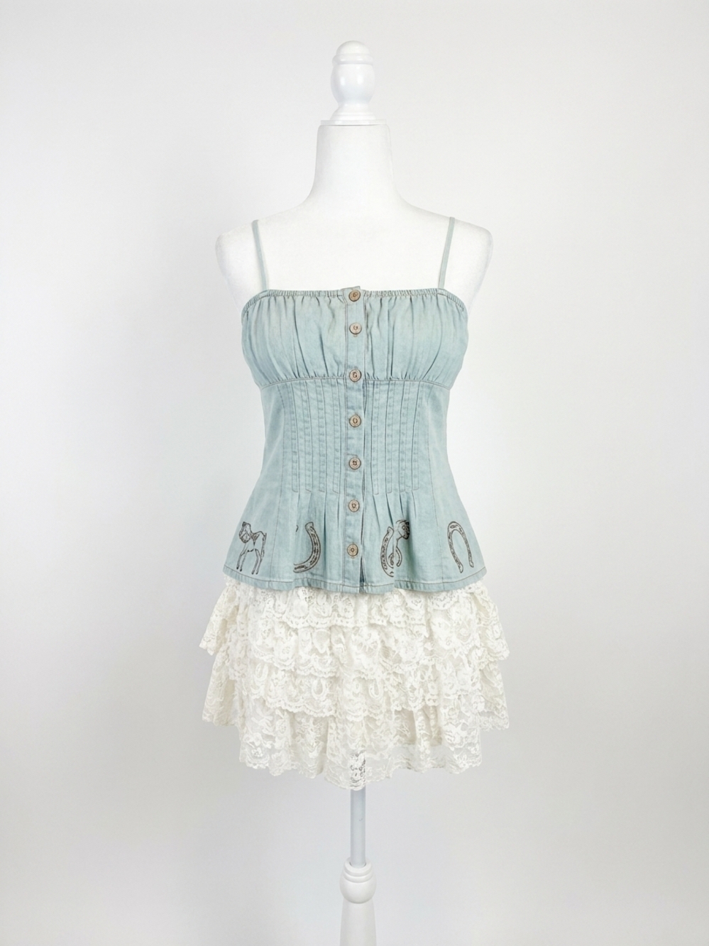 NEW PEACH LOVE ember rodeo cami top in denim